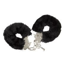 Blush Novelties Чёрные меховые наручники с ключиками Furry Handcuffs (черный)