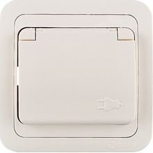 МАКЕЛ Мимоза розетка электрическая кремовая с заземлением с крышкой со шторками (25009)    MAKEL Mimoza 25009 розетка электрическая бежевая с заземлением с крышкой со шторками