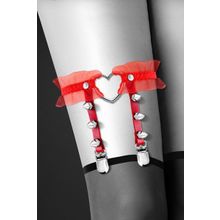 Bijoux Pour Toi Красная подвязка с сердцем и шипами GARTER WITH HEART (S-M-L   красный)