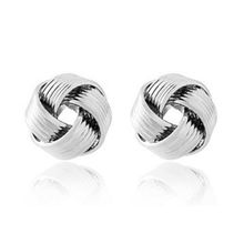 Серьги-гвоздики Спиральные узелки, цвет серебро