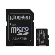 Карта памяти microSDXC 64Gb Kingston, Canvas Select Plus, Class10, UHS-I U1 A1 100Mb s, с адаптером