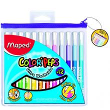 Фломастеры COLORPEPS 3,6 мм смываемые упаковка с ZIP12 цветов MAPED