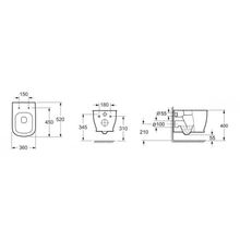 Чаша унитаза подвесного, безободковый BelBagno PRADO BB10150CH