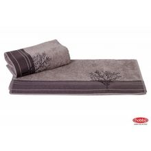 Махровое полотенце с вышивкой 70x140 "INFINITY", серый, 100% Хлопок