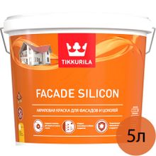 ТИККУРИЛА Фасад Силикон база VVA краска для фасада и цоколя (5л)   TIKKURILA Facade Silicon base VVA акриловая краска для фасадов и цоколей (5л)