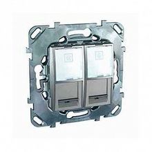 Розетка компьютерная 2xRJ45 Cat.6 UNICA TOP, алюминий |  код. MGU5.2424.30ZD |  Schneider Electric