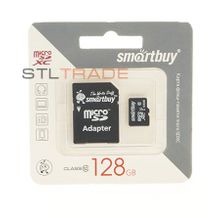 SB128GBSDCL10-01, карта памяти Micro SDXC 128GB Class 10, с адаптером, SmartBuy