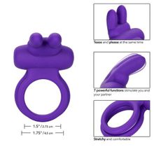 California Exotic Novelties Фиолетовое двойное эрекционное кольцо Silicone Rechargeable Dual Rockin Rabbit