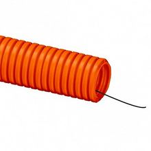 Труба ПНД гибкая гофр. д.20мм, тяжёлая с протяжкой, 100м, цвет оранжевый (упак. 100м) | код. 71520 |  DKC