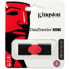 KINGSTON USB 3.1 3.0 2.0  16GB  DataTraveler  DT106 черный с красным BL1