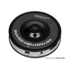 Концентратор USB 2.0 Orient UH-152  5 Port+SATA+eSATA,, 1 порт  miniUSB