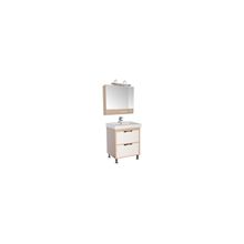 Aquanet Мебель для ванной Гретта 60 (светлый дуб фасад белый с 2 ящиками) - Набор мебели стандартный (зеркало, раковина-столешница, тумба, светильник)