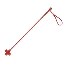 Sitabella Красный кожаный стек с крестообразным наконечником - 70 см.