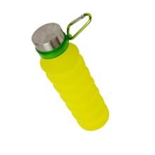 Складная силиконовая бутылка для воды 500 мл (С карабином, желтая)
