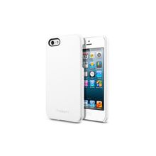 Кожаный чехол накладка ручной работы SGP Spigen Case Genuine Leather Grip White (Белый цвет) для iPhone 5