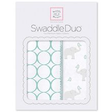 SwaddleDesigns Pastel Mod Elephant and Chickies 2 шт. морской кристалл