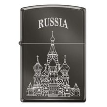 Зажигалка черная Zippo Собор Василия Блаженного с покрытием Black Ice