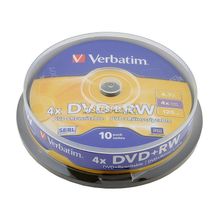 DVD+RW диск 4х VERBATIM 4.7 Гб Cake Box, 10 дисков
