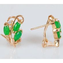 Серьги с хризопразом "3рис+циркон"