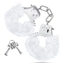 Белые игровые наручники Plush Fur Cuffs