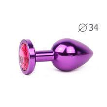 Anal Jewelry Plug Коническая фиолетовая анальная втулка с малиновым кристаллом - 8,2 см. (малиновый)