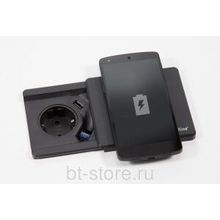 Розетка с Qi-Зарядкой Evoline Square80 220+USB-зарядное c RJ45 (927.00.004) черная