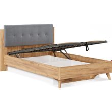 Алмаз. Любимый дом Марта-2 Кровать 1200 (с ПМ и мягкой накладкой, точечная  утяжка Neo 25) (Дуб Золотой Глубокий серый)