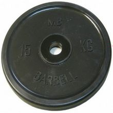 Диск обрезиненный черный МВ Barbell 15 кг, евро-классик