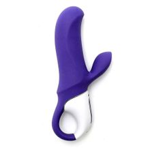  Фиолетовый вибратор Satisfyer Vibes Magic Bunny с клиторальным отростком - 17,6 см.