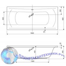 Акриловая ванна CEZARES ARENA 190х90х45