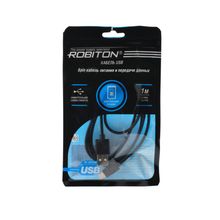 Кабель  ROBITON P7 black 8pin AppleLightning SyncCharg 1м черный PH1