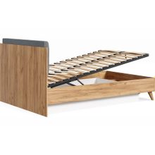 Алмаз. Любимый дом Марта-2 Кровать 1200 (с ПМ и мягкой накладкой, точечная  утяжка Neo 25) (Дуб Золотой Глубокий серый)