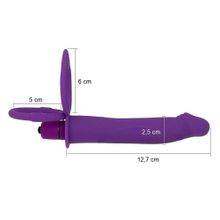 OYO Фиолетовая вибронасадка для двойного проникновения с 2 эрекционными кольцами - 12,7 см. (фиолетовый)