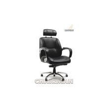 Кресло для руководителя офисное CHAIRMAN 428 (CH 428), хром кожа черная, желтая