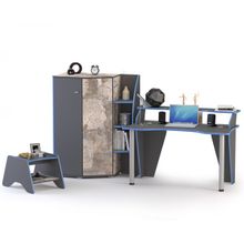 Нижегородмебель и К Уголок школьника Индиго 3 цвет тёмно серый граффити ID - 295803