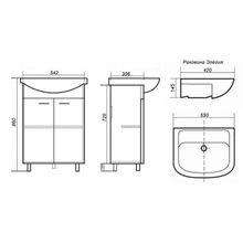 Набор мебели Тумба Стандарт 55 с раковиной Исеть 55