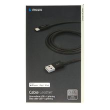 USB-кабель Deppa алюминий экокожа для iPhone 5 6, 1,2м, MFI , черный