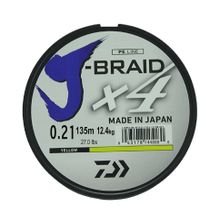 Леска плетеная Daiwa J-Braid X4 135м 0,21мм (12,4кг) желтая