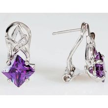 Серьги с (RH) аметистом "Нимфа"