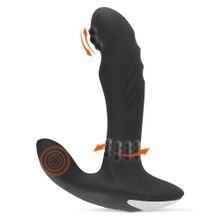  Черный вибромассажер простаты с функцией римминга Plug with Perineum Stimulator - 16,6 см.