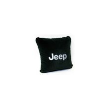  Подушка Jeep черная вышивка серебро