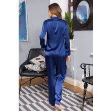 Шелковая пижама с брючками Kristy (р. XL, синий)