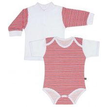 Kiddy bird боди с коротким рукавом и кофточка белый красная полоска