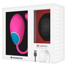 Розовое виброяйцо с черным пультом-часами Wearwatch Egg Wireless Watchme (244519)