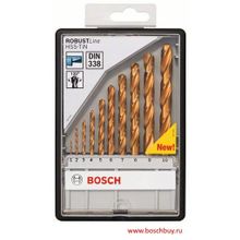 Bosch Набор 10 сверл HSS-TIN заточка 135° Robust Line (2607010536 , 2.607.010.536)