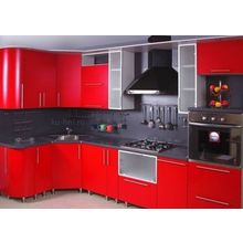 Кухни в стиле "модерн" красного цвета