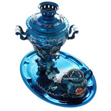 Электрический самовар в наборе 3 литра с художественной росписью "Морской пейзаж" с автоматическим отключением при закипании, арт. 130259к