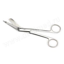 Ножницы для разрезания повязок с пуговкой горизонтально изогнутые, 185 мм (Арт. МТ-Н-14) ПТО Медтехника, Россия