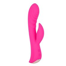 Ярко-розовый вибромассажер-кролик 5  Silicone Ripple Passion - 19,1 см. (244387)