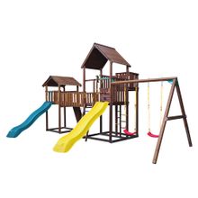 Детский городок Jungle Gym Palace + Cottage + Bridge Link + Swing + Rock